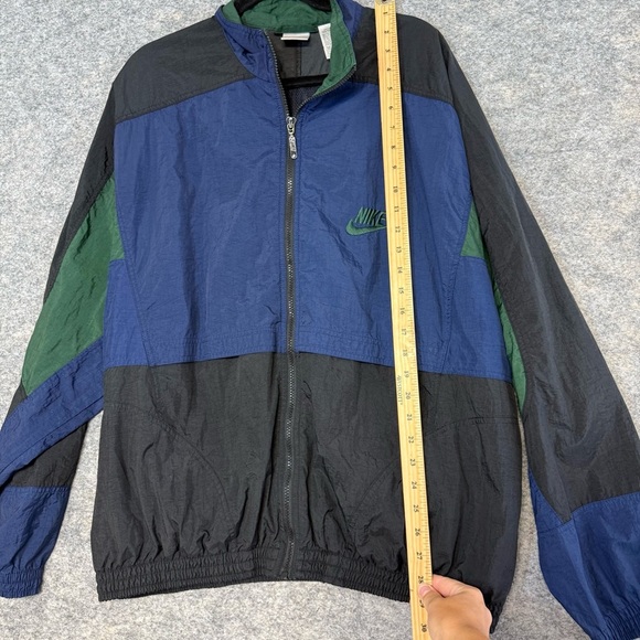 Vintage Nike Men's Windbreaker Jacket Blue Black Retro 90s Track Coat Size L - Picture 5 of 11